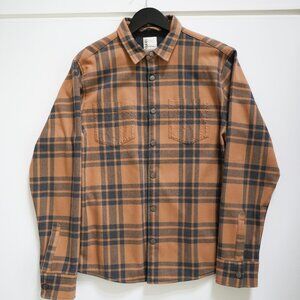 Vuori Shirt Jacket – Tan/Navy Plaid (Size Large)
